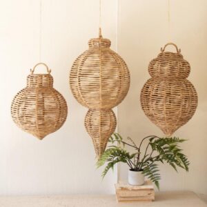 Large Woven Seagrass And Iron Ornaments