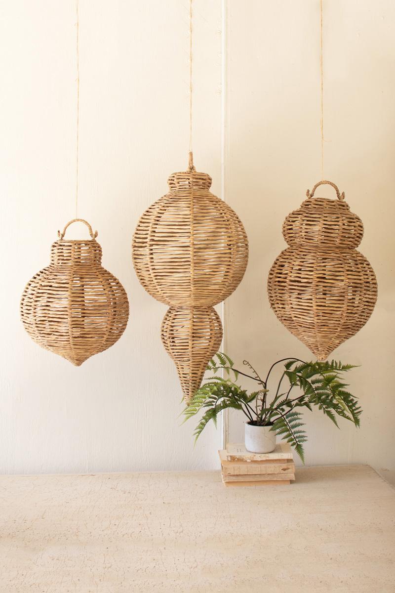Large Woven Seagrass And Iron Ornaments