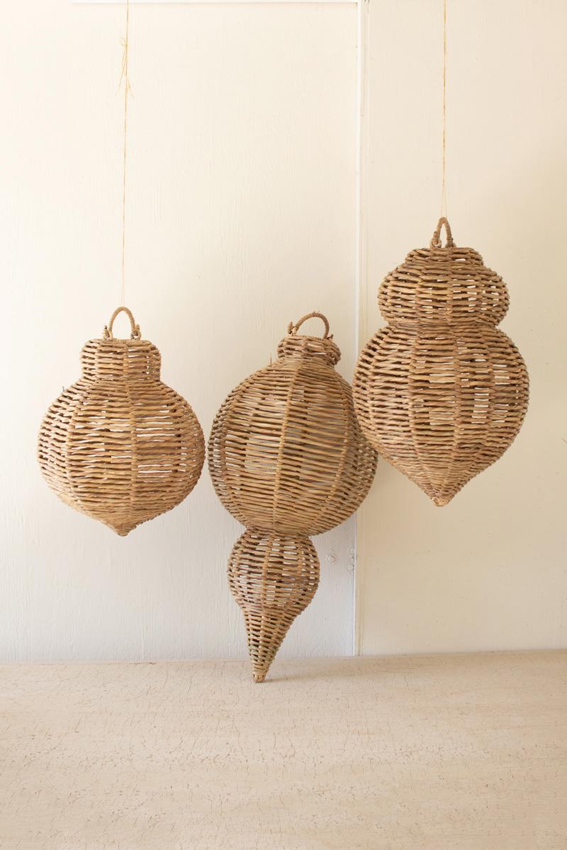 Large Woven Seagrass And Iron Ornaments