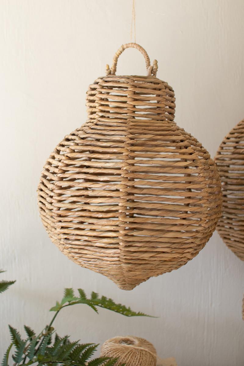 Large Woven Seagrass And Iron Ornaments