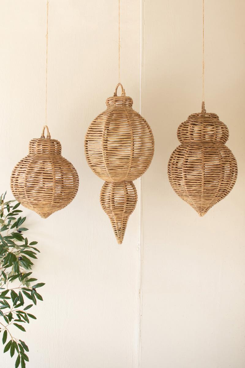 Large Woven Seagrass And Iron Ornaments