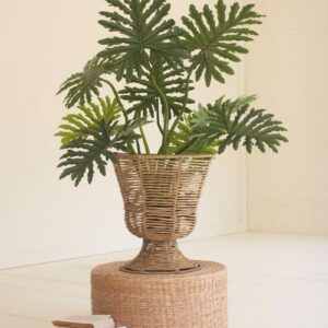 Seagrass Recycled Iron, Iron And Seagrass Urn – Short