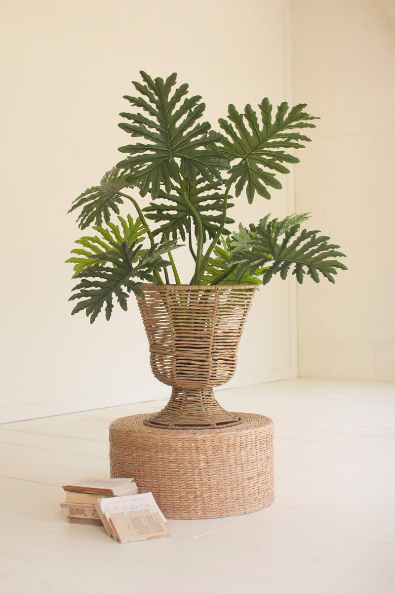 Seagrass Recycled Iron, Iron And Seagrass Urn – Short