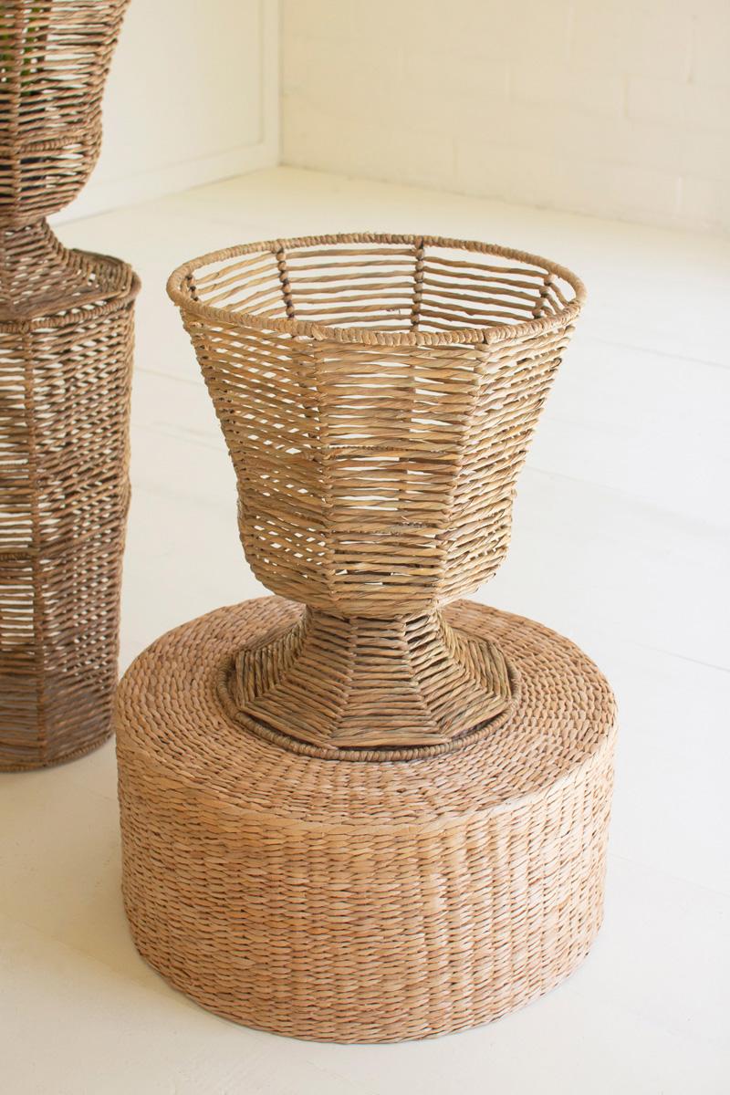Seagrass Recycled Iron, Iron And Seagrass Urn – Short