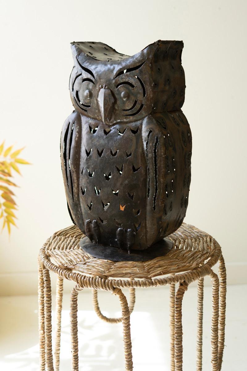Recycled Metal Recycled Iron, Rustic Iron Owl Luminary