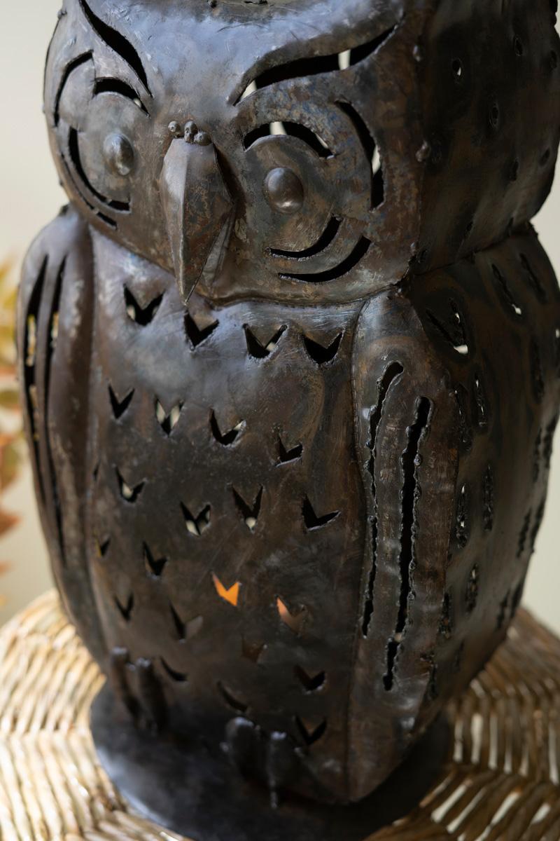 Recycled Metal Recycled Iron, Rustic Iron Owl Luminary