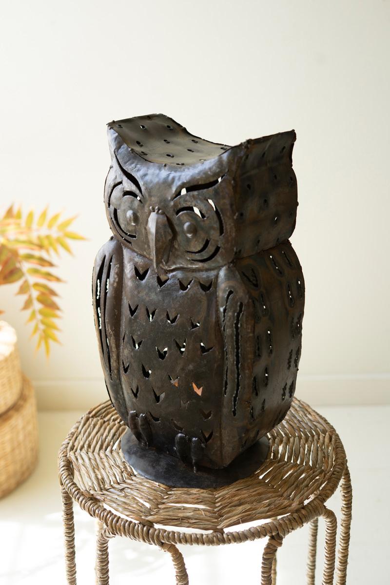 Recycled Metal Recycled Iron, Rustic Iron Owl Luminary