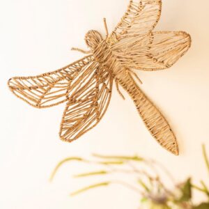 Seagrass Recycled Iron, Seagrass And Iron Dragonfly Wall Decor