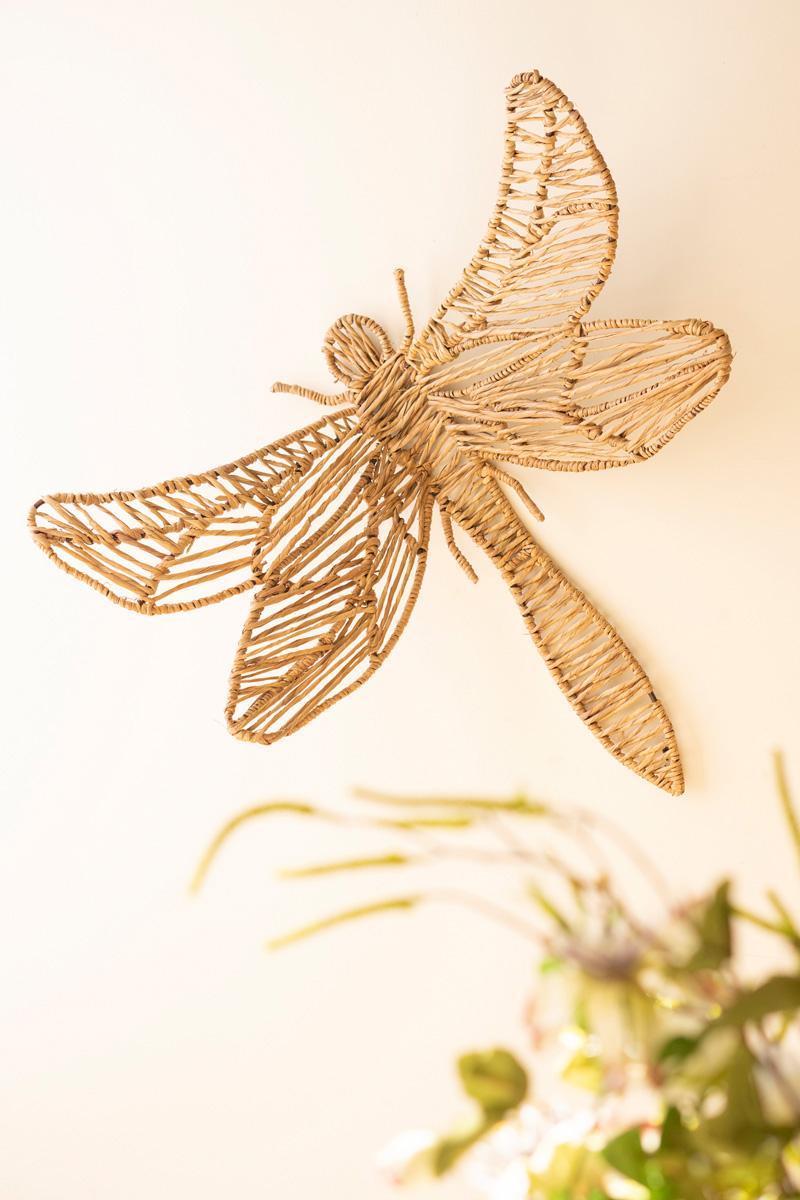 Seagrass Recycled Iron, Seagrass And Iron Dragonfly Wall Decor