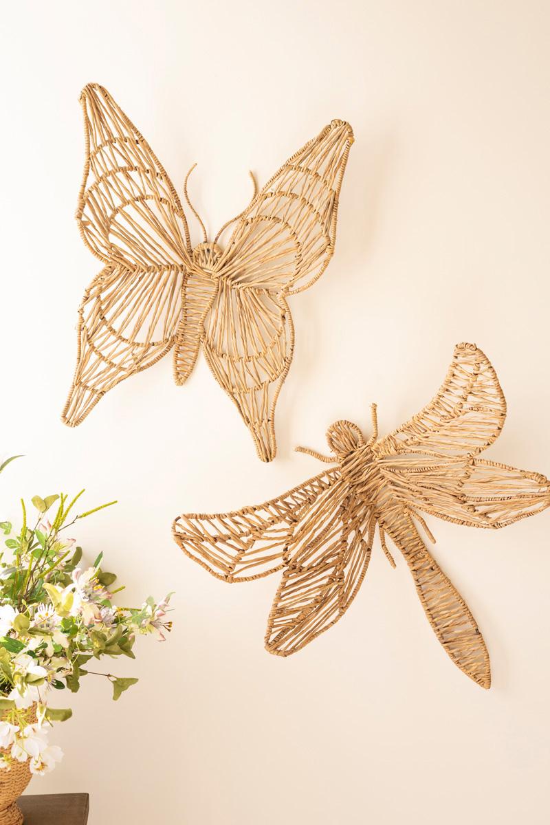 Seagrass Recycled Iron, Seagrass And Iron Dragonfly Wall Decor