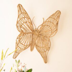 Seagrass Recycled Iron, Seagrass And Iron Butterfly Wall Decor
