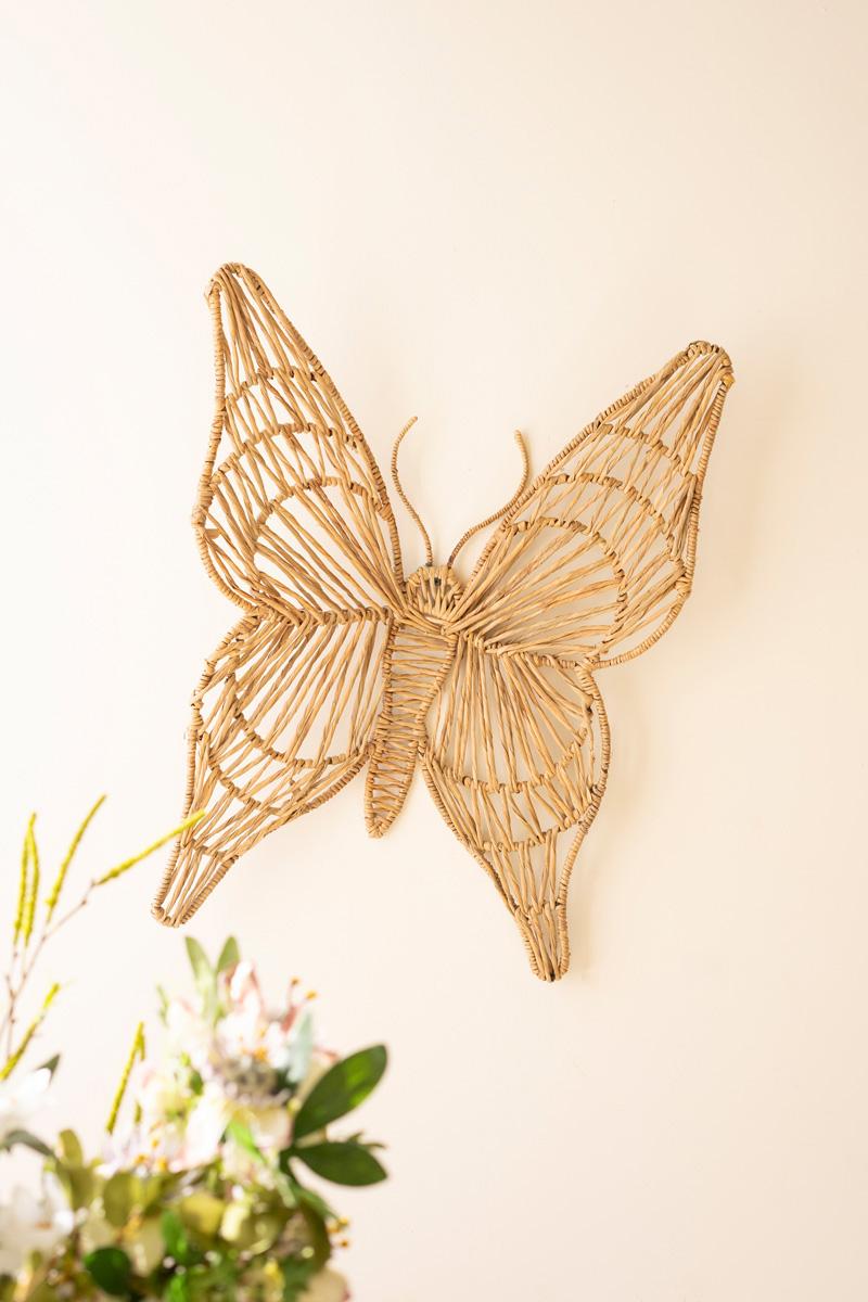 Seagrass Recycled Iron, Seagrass And Iron Butterfly Wall Decor