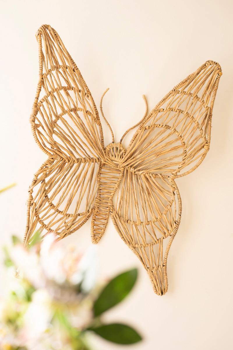 Seagrass Recycled Iron, Seagrass And Iron Butterfly Wall Decor