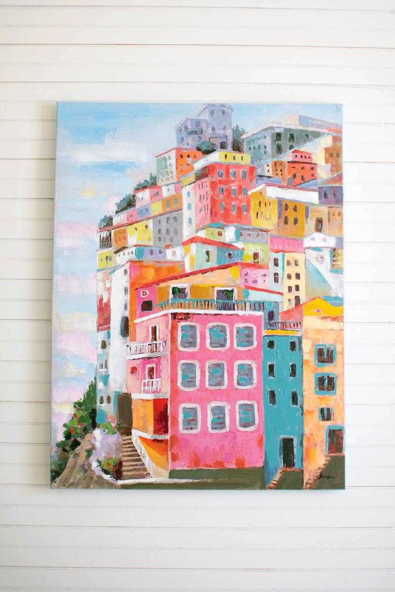 Acrylic Colorful Houses Painting