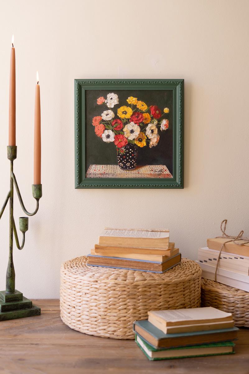 Green Framed Still Life Painting