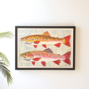 Framed Two Fish Painting