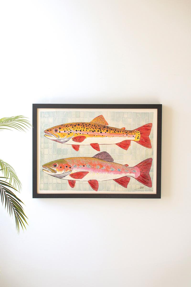 Framed Two Fish Painting