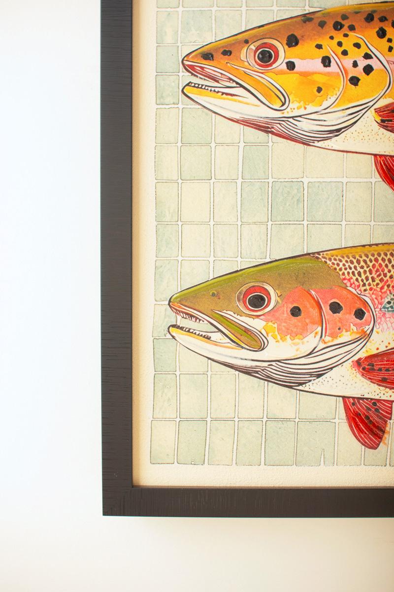 Framed Two Fish Painting
