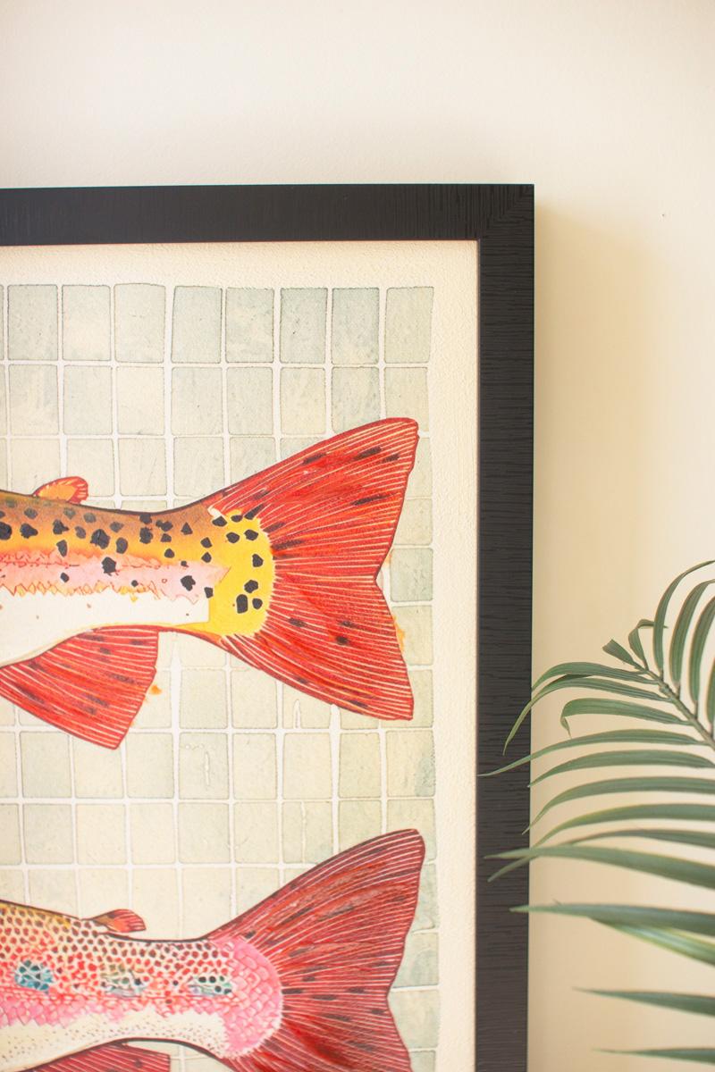Framed Two Fish Painting