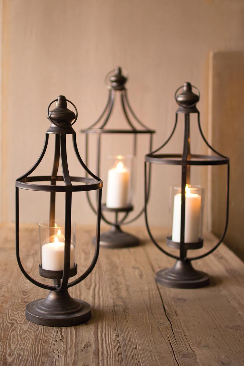Metal Lanterns With Glass Insert, Black