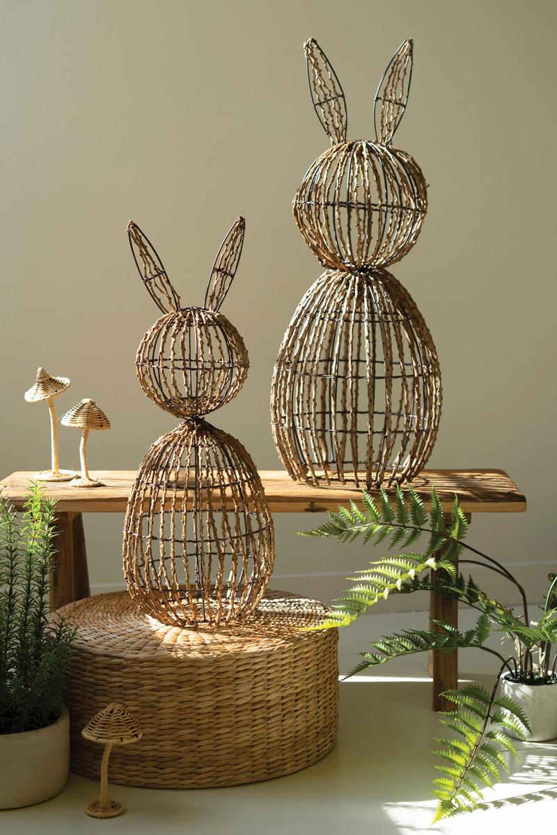 Box of 2 — Set of 2 Twig and Iron Rabbits