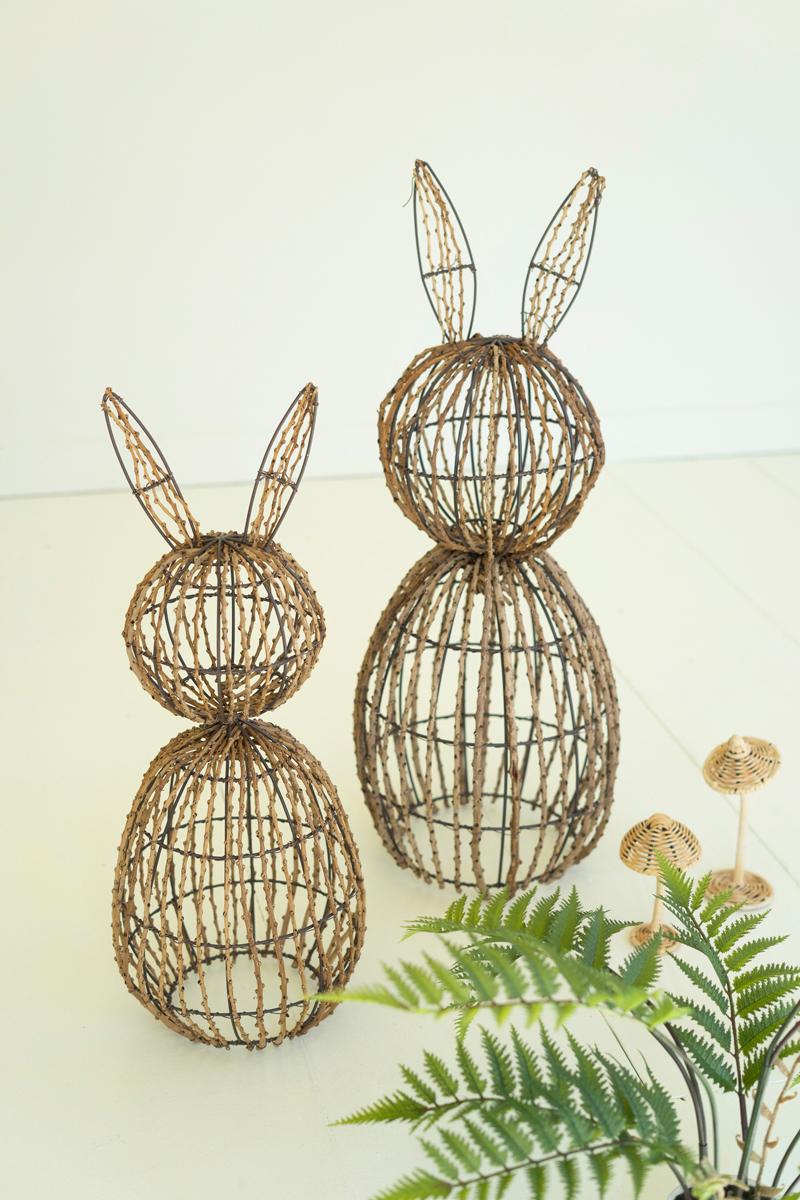 Box of 2 — Set of 2 Twig and Iron Rabbits