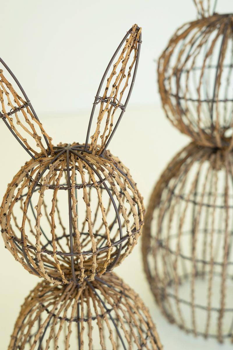 Box of 2 — Set of 2 Twig and Iron Rabbits