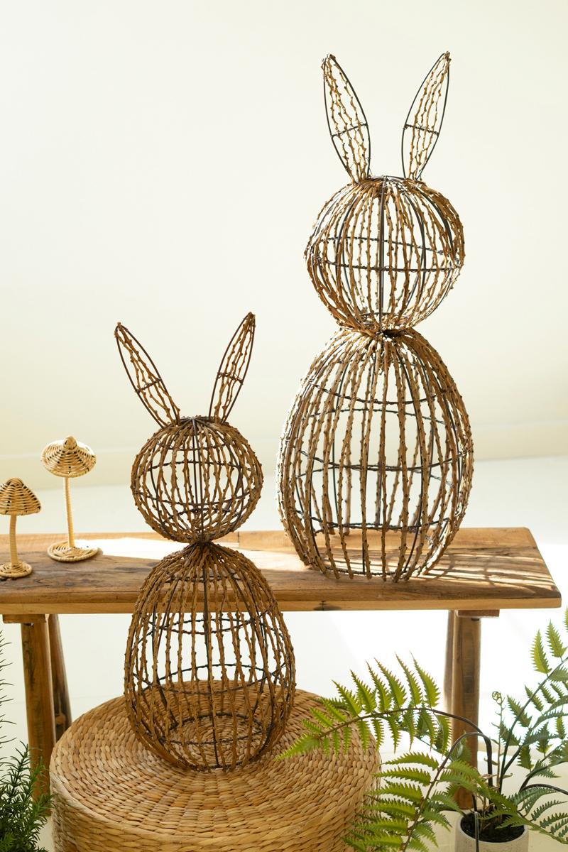 Box of 2 — Set of 2 Twig and Iron Rabbits