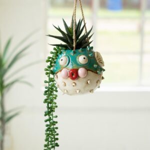 Box of 2 — Ceramic Hanging Blowfish Planter