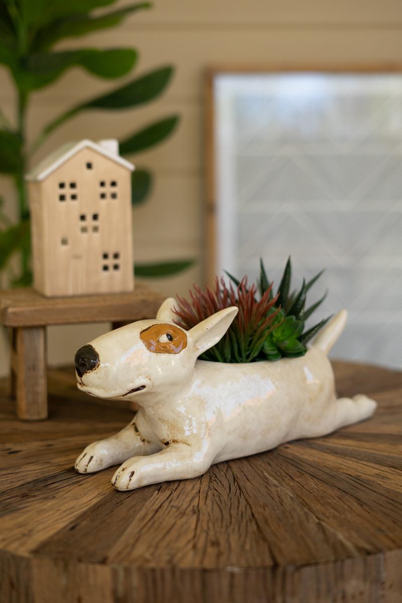 Box of 2 — Ceramic Bull Terrier Planter