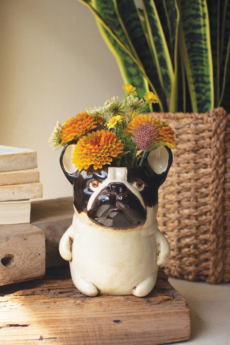 Box of 2 — Ceramic French Bulldog Planter