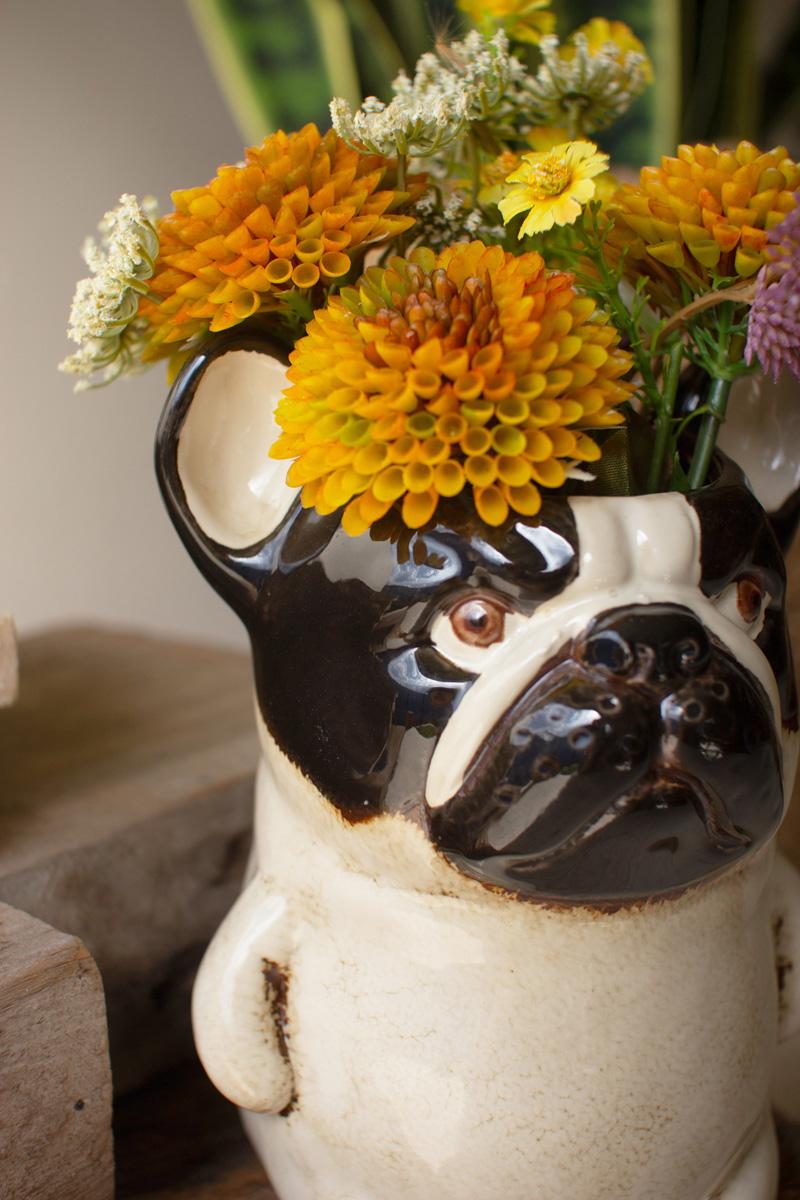 Box of 2 — Ceramic French Bulldog Planter