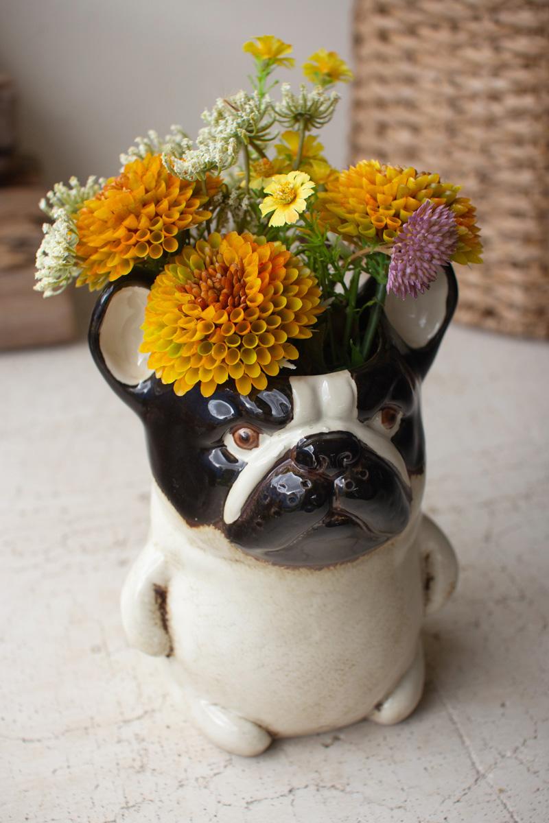 Box of 2 — Ceramic French Bulldog Planter