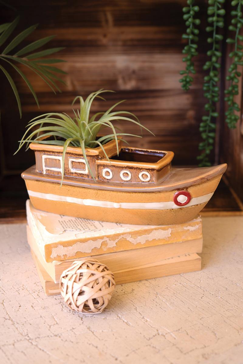Box of 2 — Ceramic Boat Planter