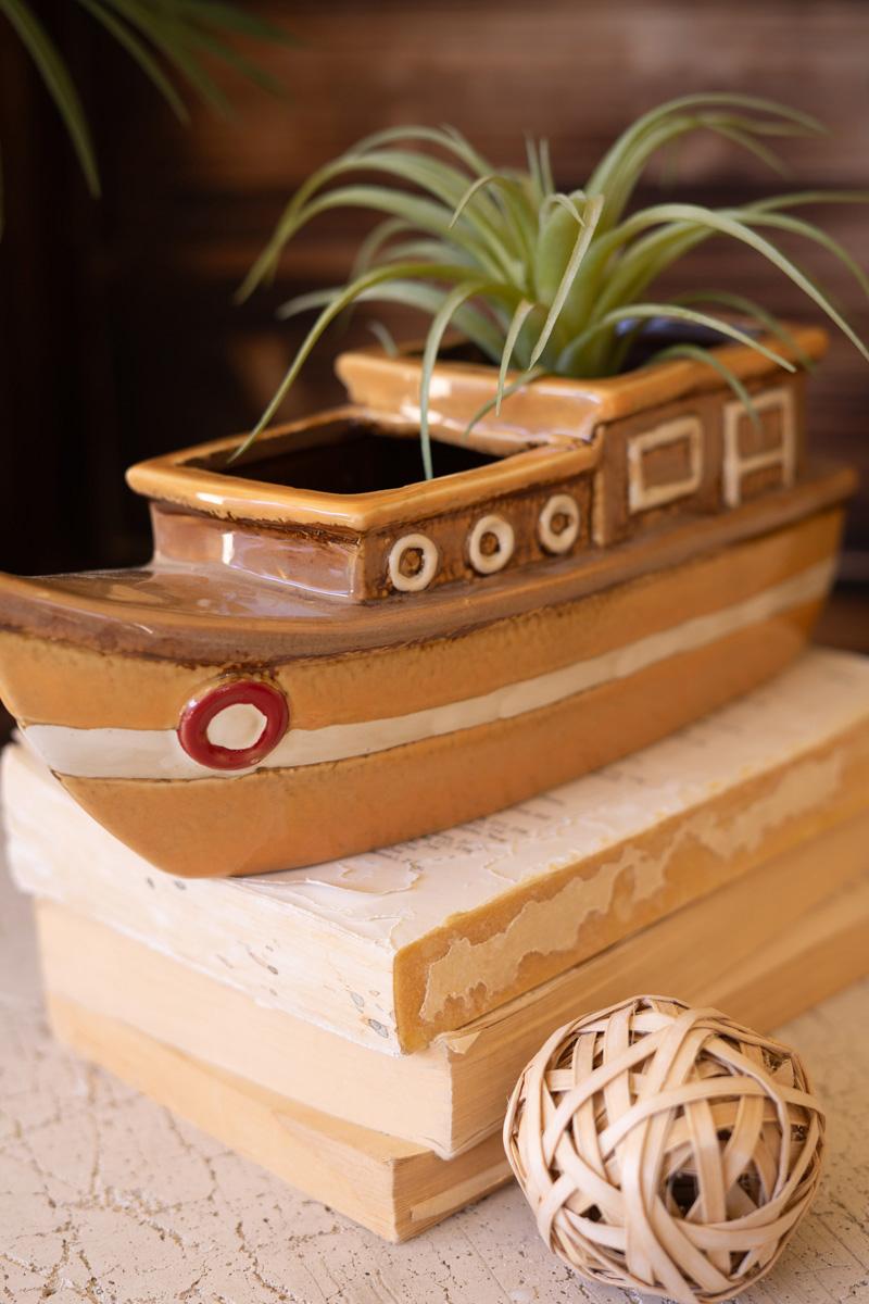 Box of 2 — Ceramic Boat Planter
