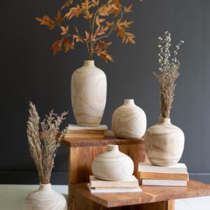 Carved Wooden Bulb Vases – One Each Design