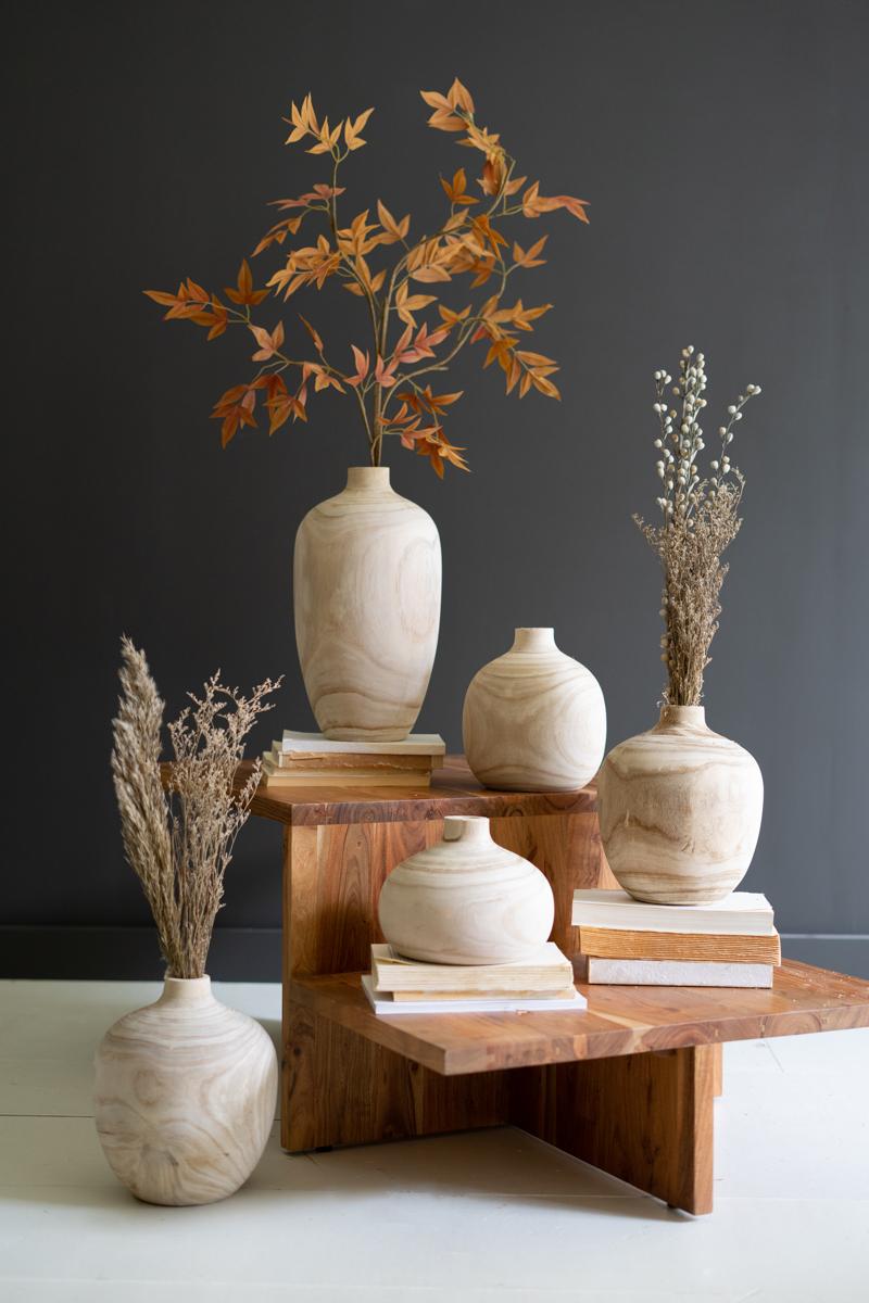 Carved Wooden Bulb Vases – One Each Design