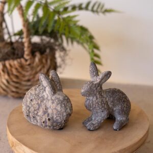Box of 4 — Set of 2 Rustic Ceramic Rabbits
