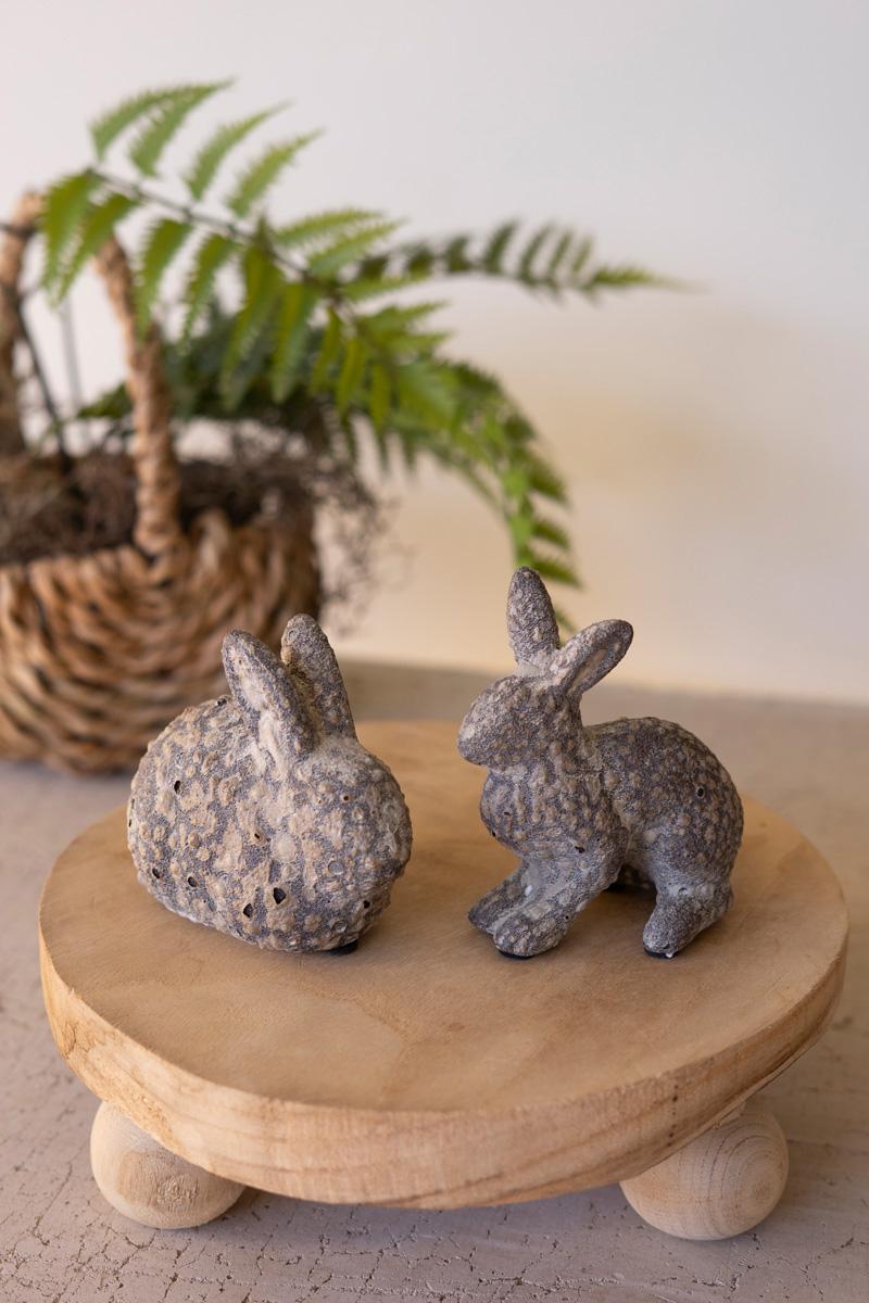 Box of 4 — Set of 2 Rustic Ceramic Rabbits