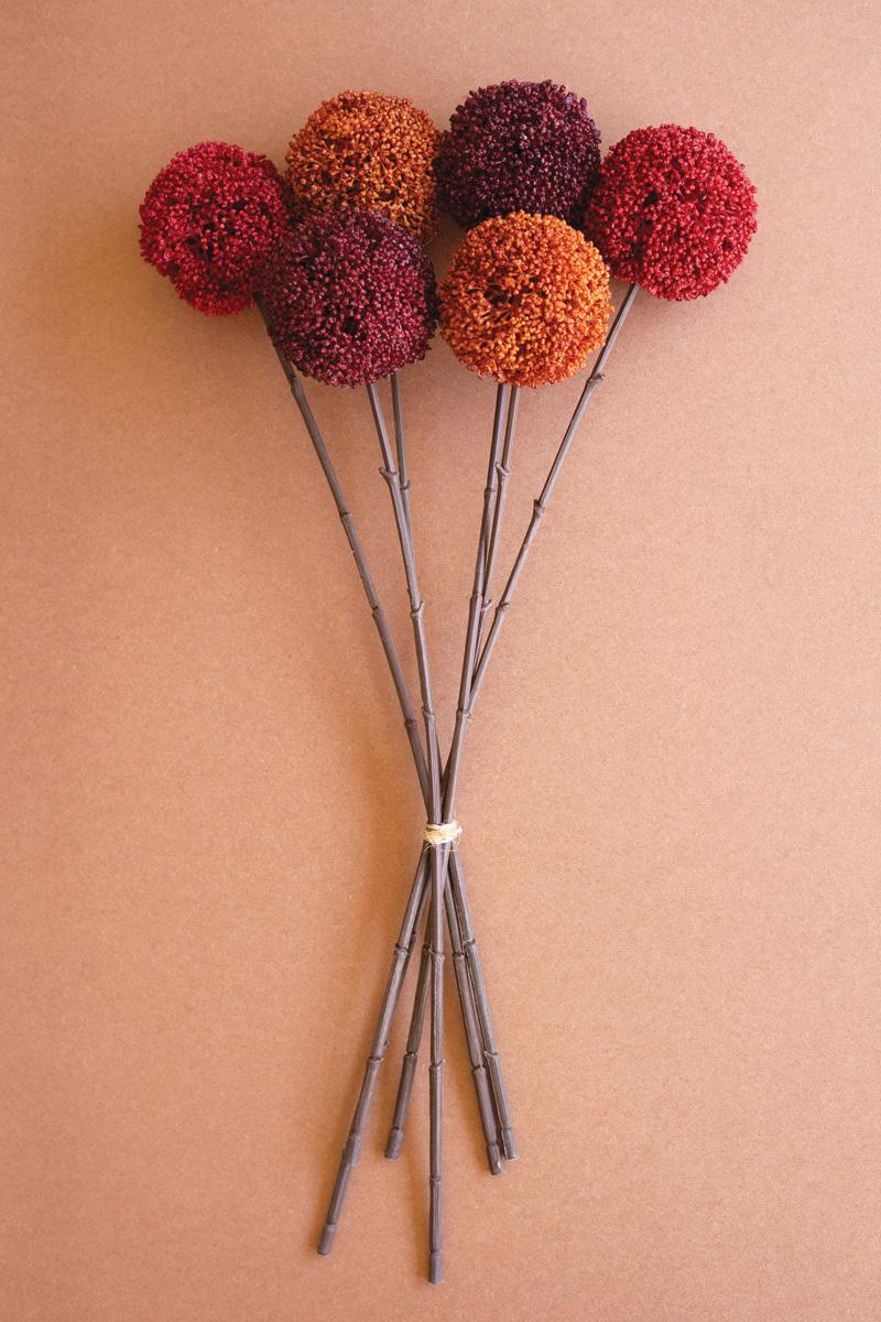 Box of 2 — Artificial Set of 6 Allium Ball Stems