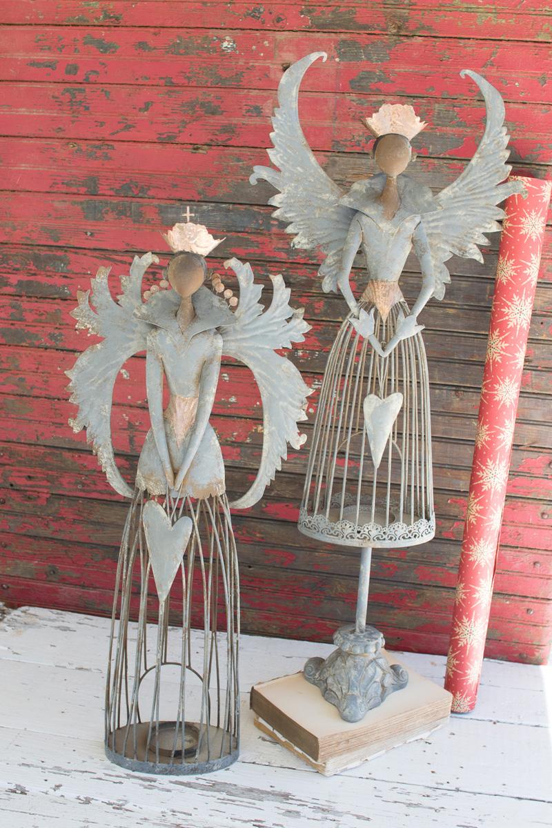 Metal Christmas Angels, Gray
