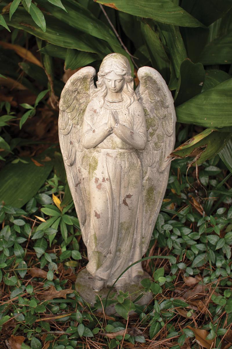 Faux Concrete Angel Yard Art, Gray