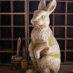 Faux Concrete Rabbit – Head Forward, Gray