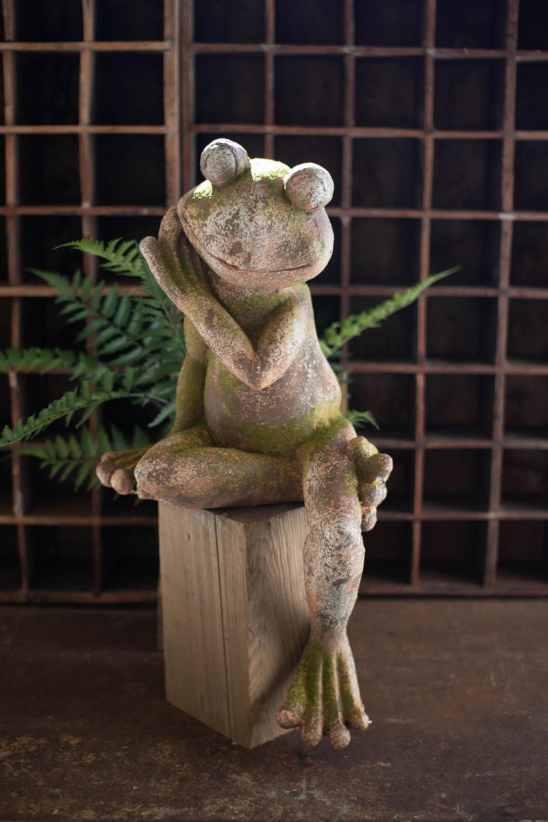 Faux Concrete Frog – Large, Gray