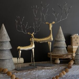 Antique Gold Metal Christmas Deer