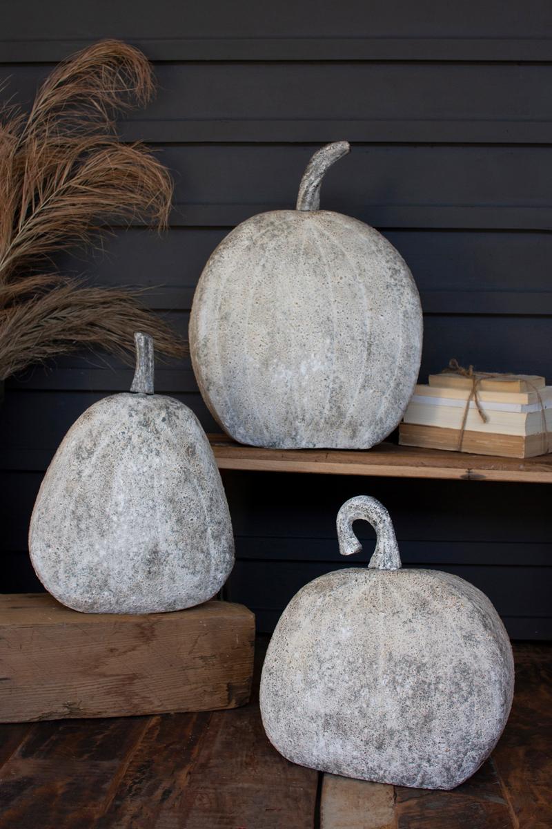 Rustic Metal Pumpkins, Grey