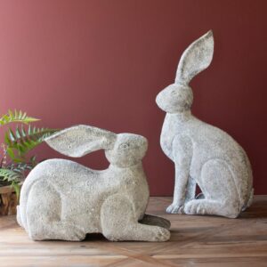 Rustic Metal Rabbits, Grey