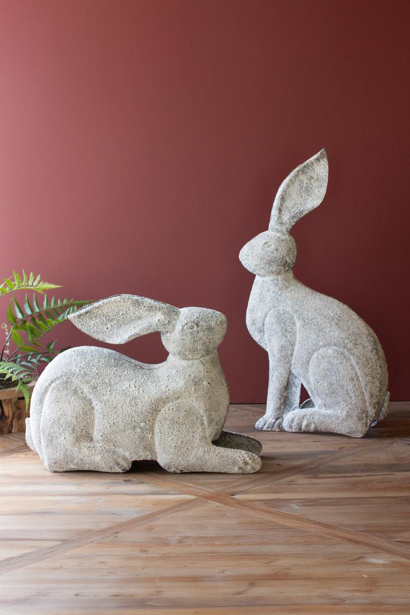 Rustic Metal Rabbits, Grey