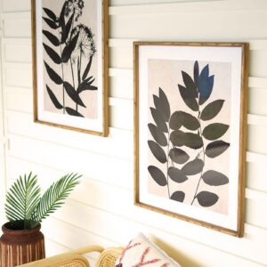 Leaf Prints Under Glass With Natural Frame, Black