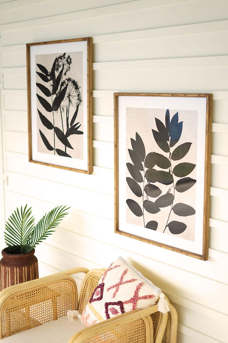 Leaf Prints Under Glass With Natural Frame, Black